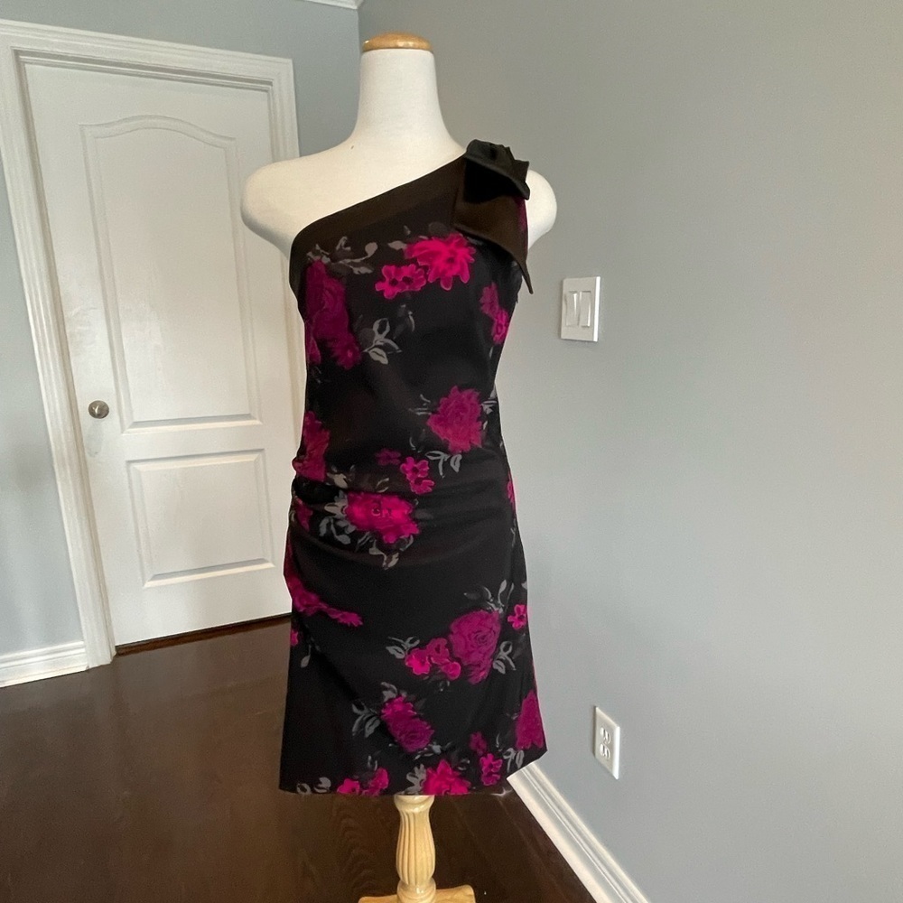 Jacob One Shoulder Black Floral Dress